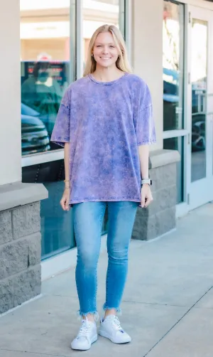 Feeling Good Acid Wash Top in Purple