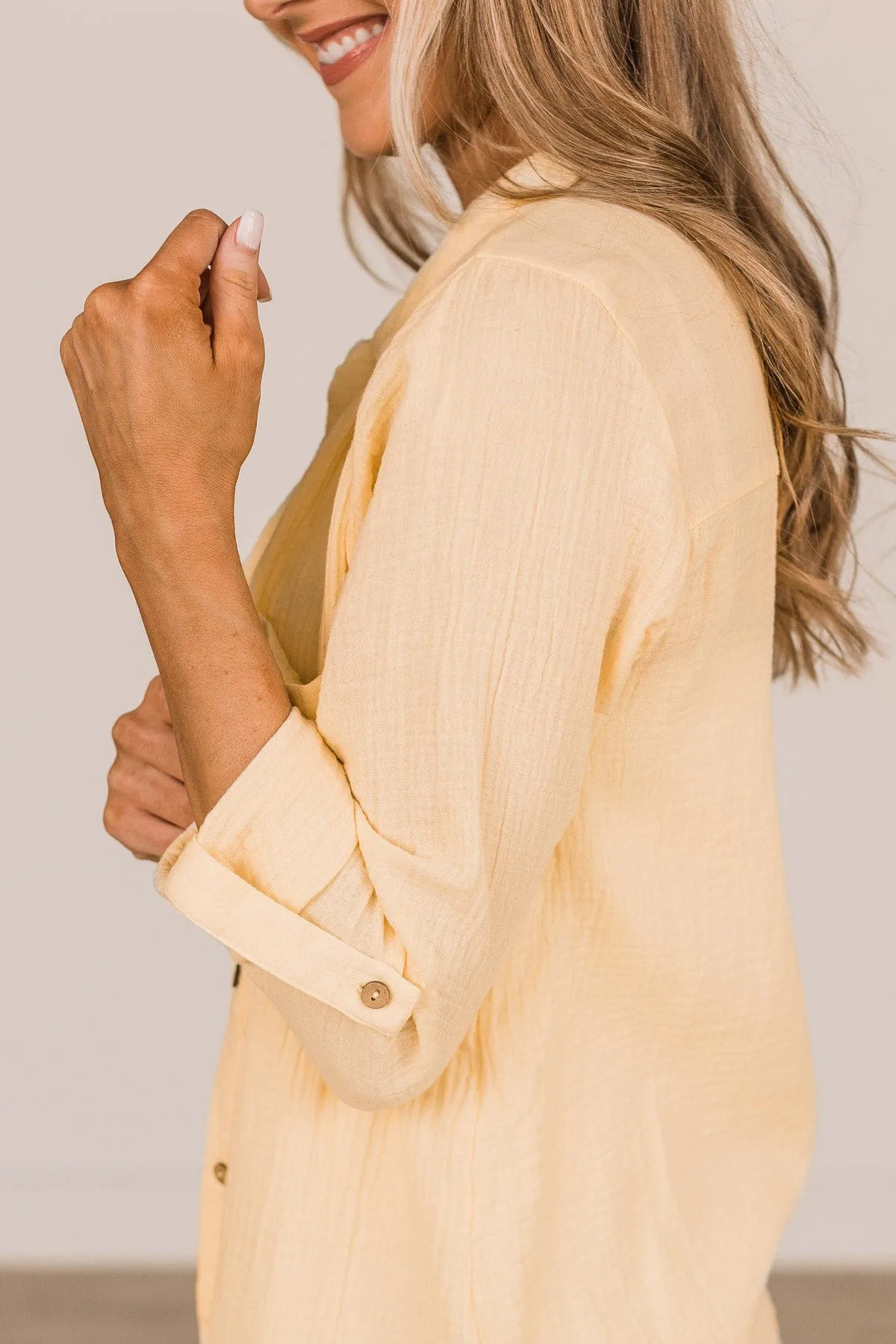 Feeling Your Warmth Button Up Top- Yellow