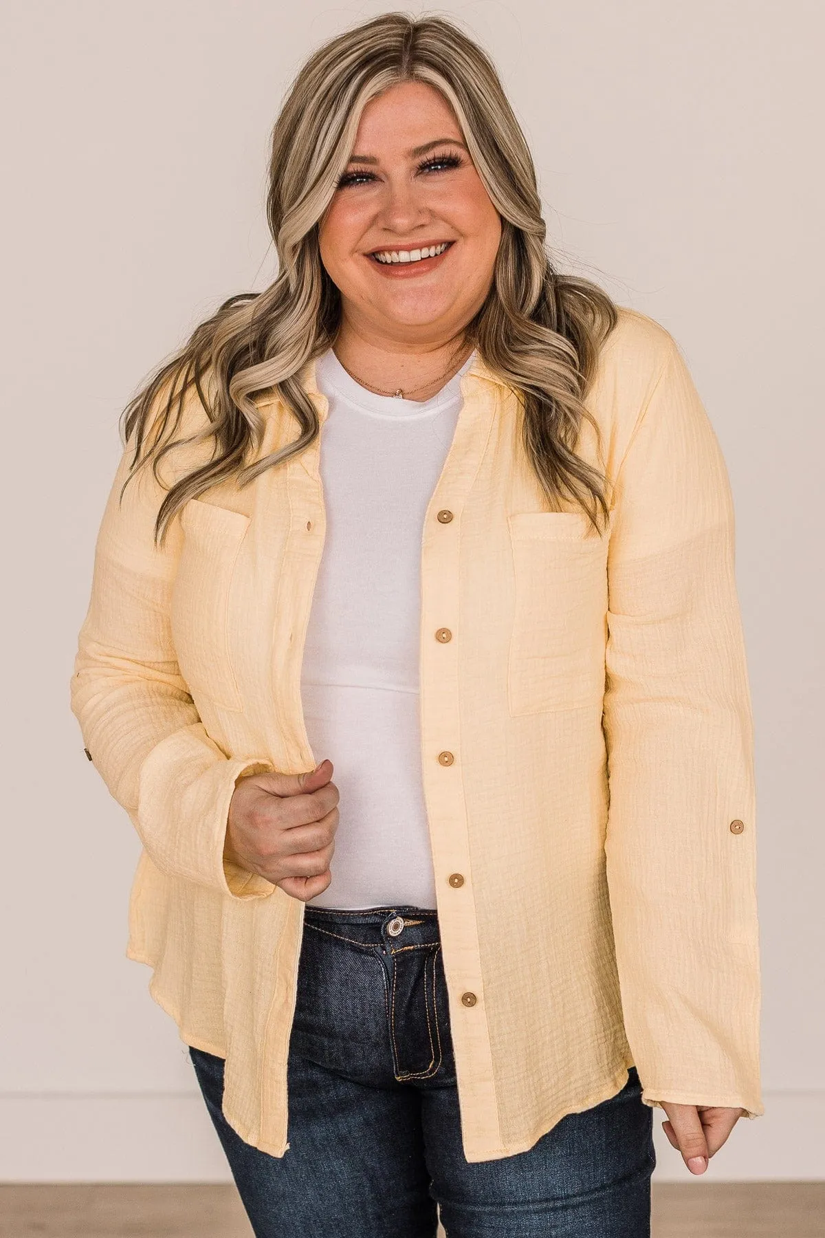 Feeling Your Warmth Button Up Top- Yellow