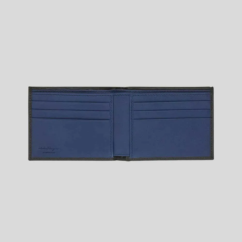 FERRAGAMO Gancini Men's Leather Bifold Wallet Black/Silver RB-685979