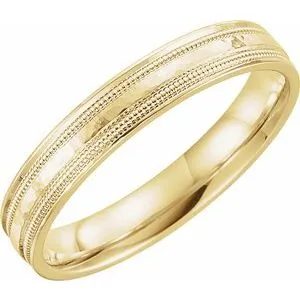 Flat Edge Band with Hammer Finish & Milgrain 51541 - 4 mm - 5 mm
