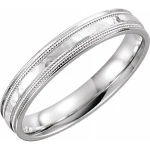 Flat Edge Band with Hammer Finish & Milgrain 51541 - 4 mm - 5 mm