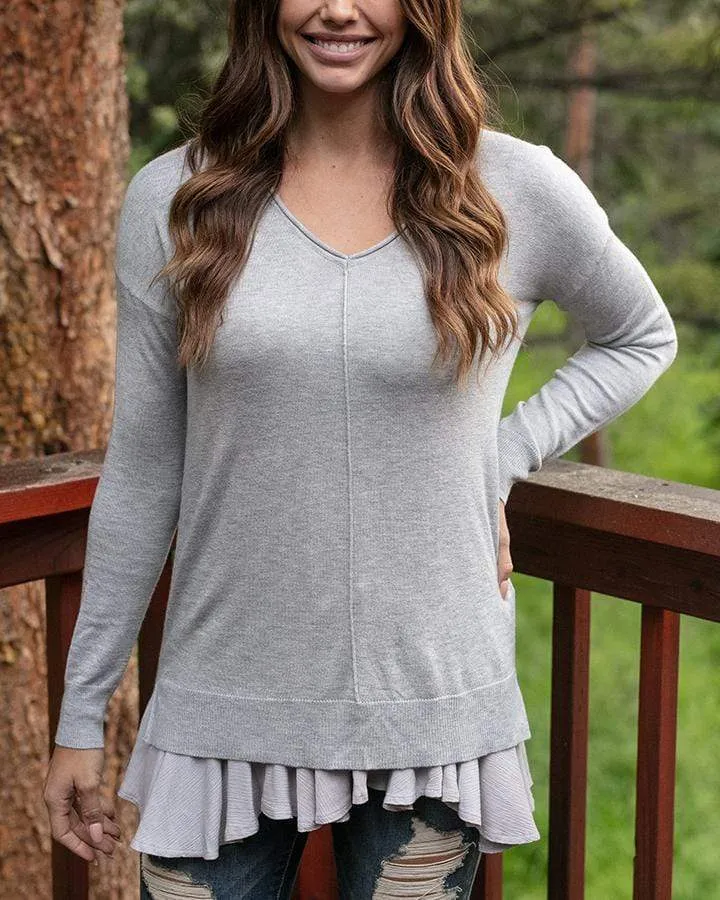 Flutter hem top extender in grey