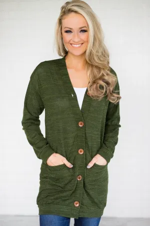 Forest Green Button Up Cardigan