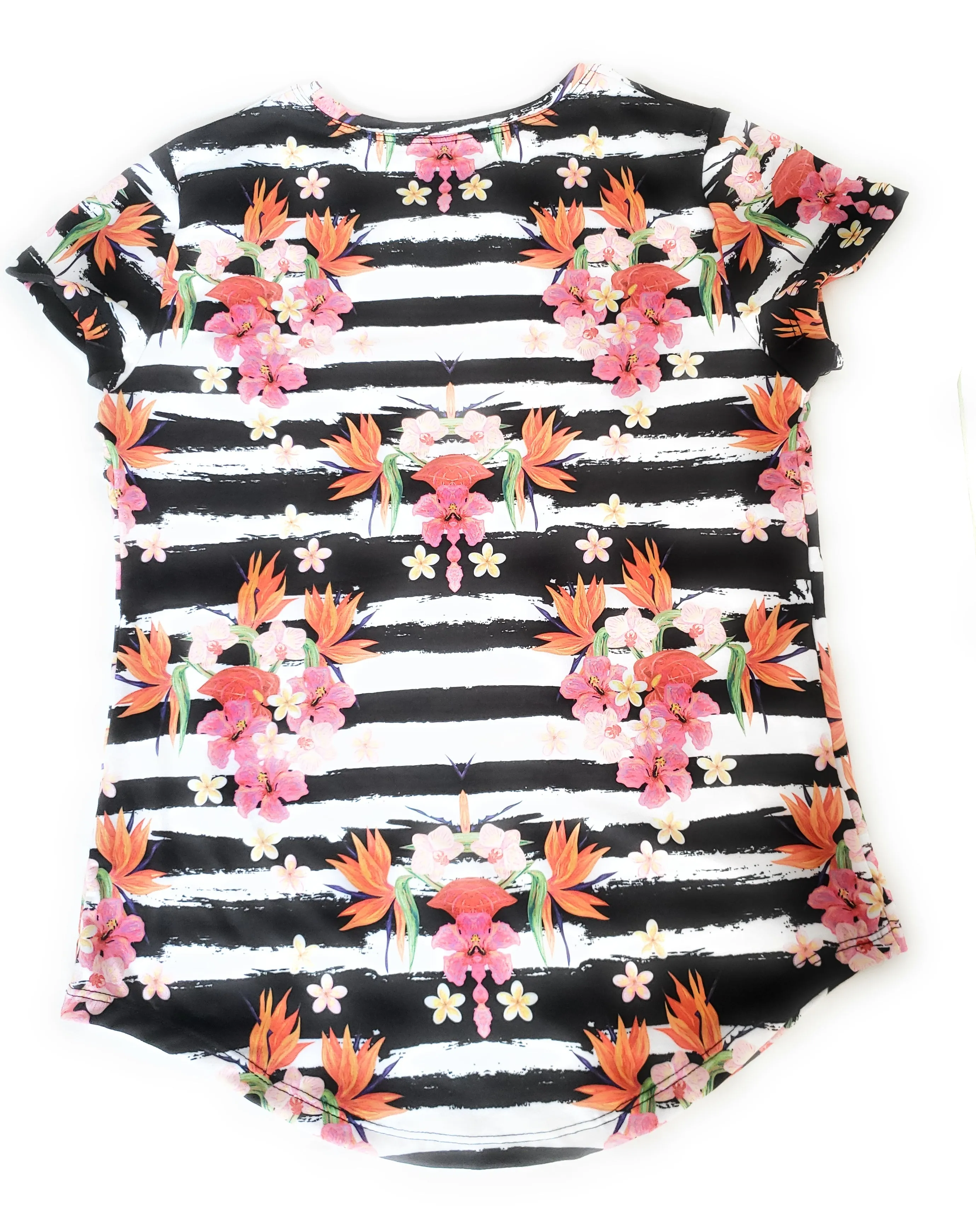 Frida Kahlo Full Print Graphic Tee Mexican T-Shirt Black Striped