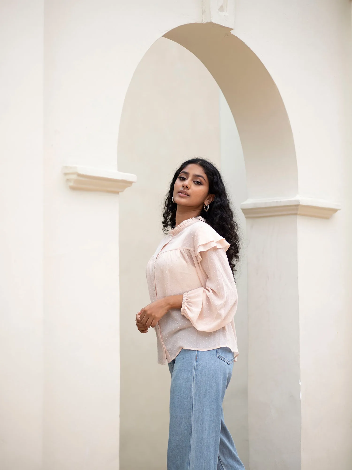 Frill Detail Button Down Top