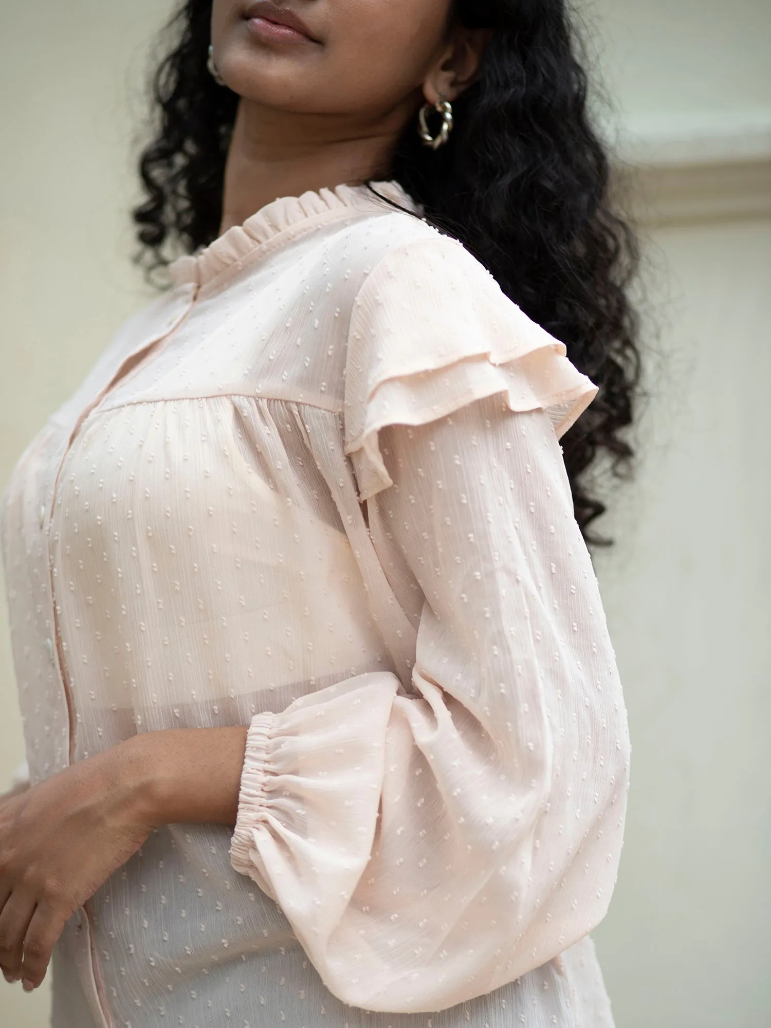 Frill Detail Button Down Top