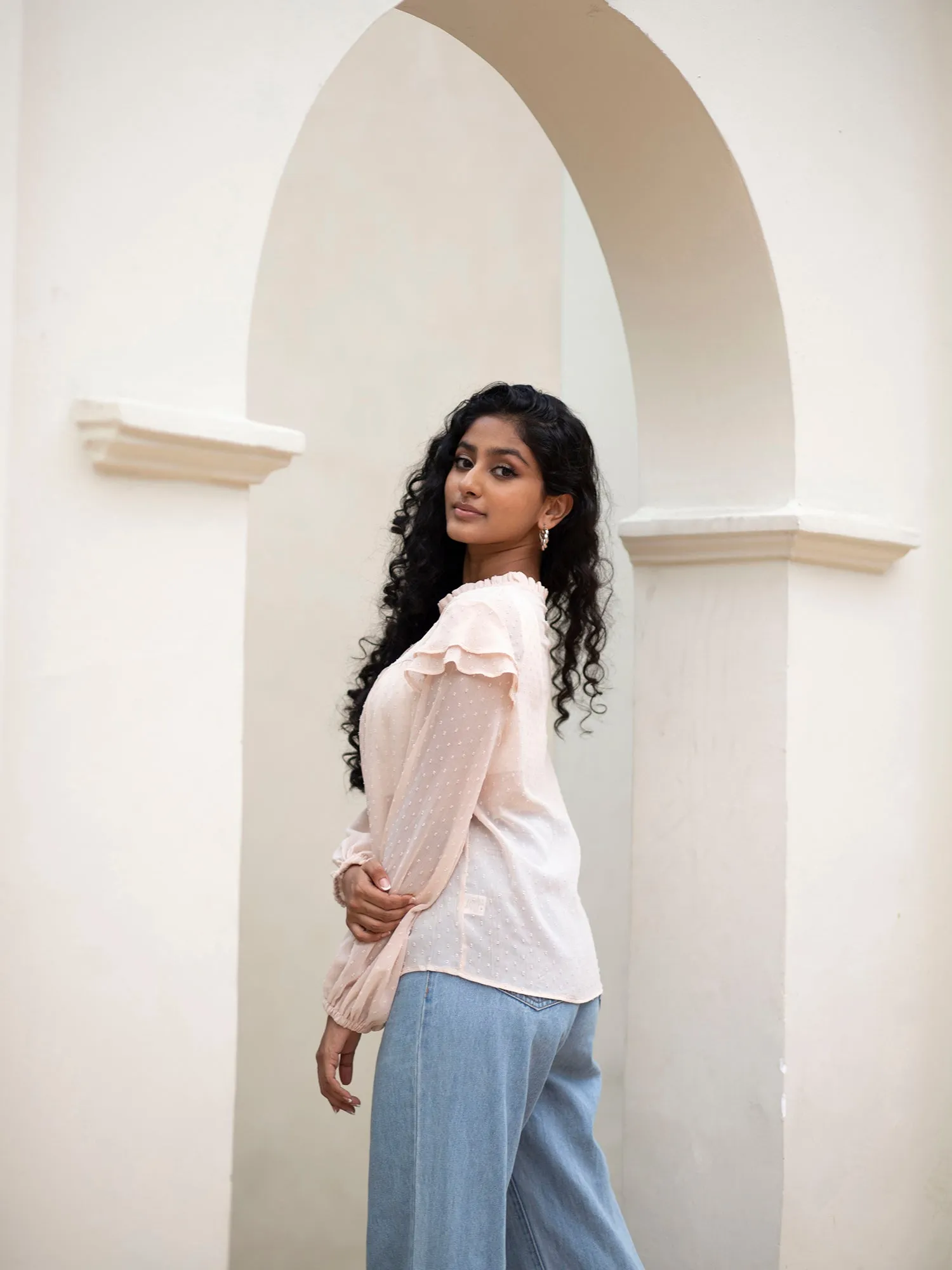 Frill Detail Button Down Top
