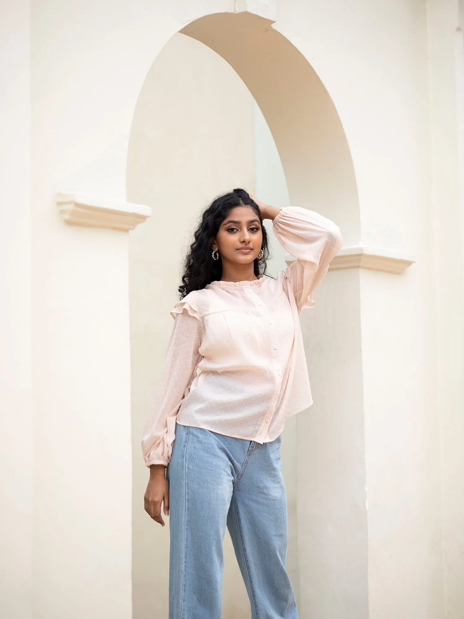 Frill Detail Button Down Top