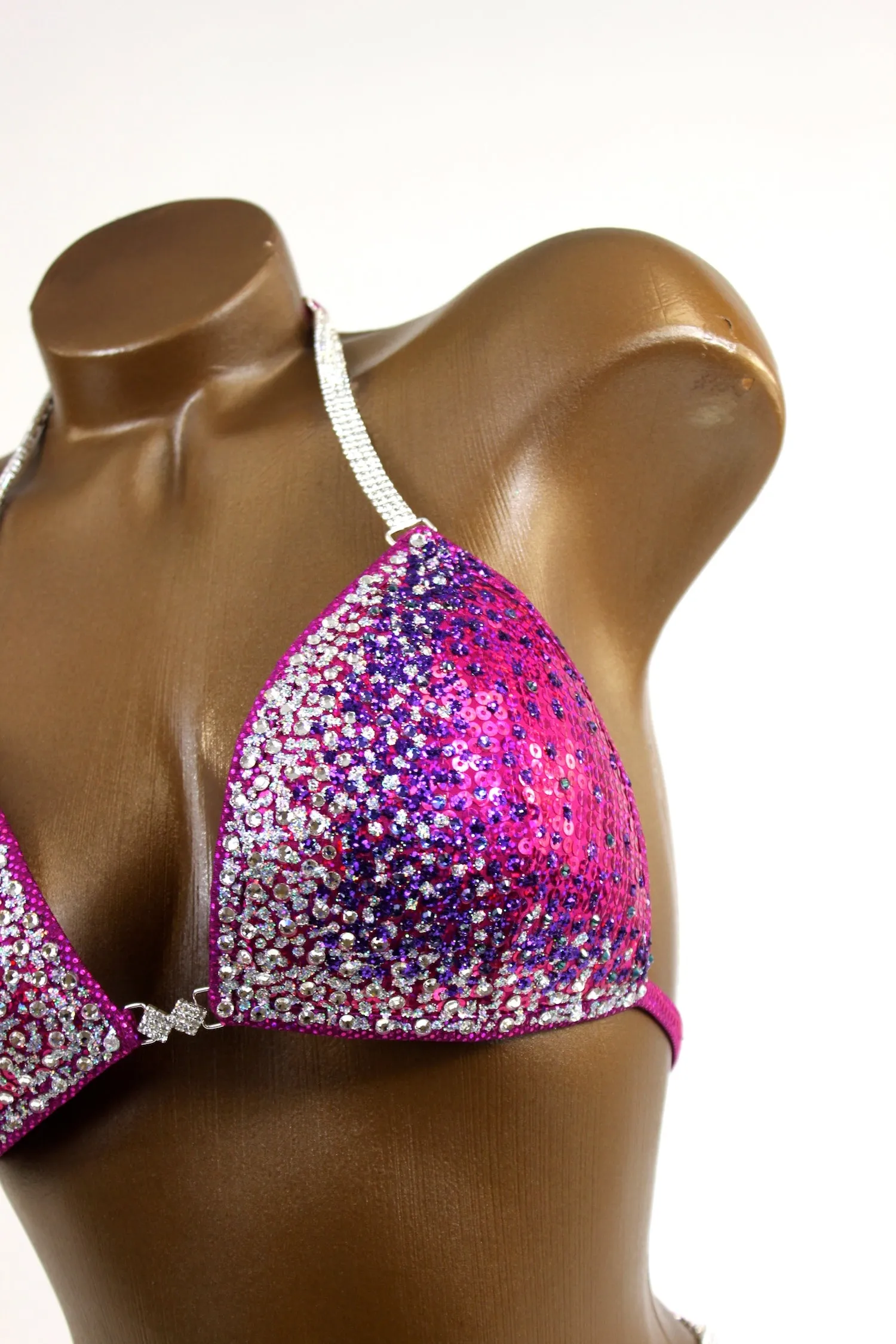 Fuchsia Purple Sequin Bikini Suit