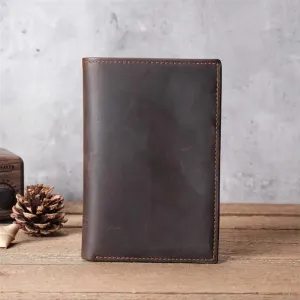 Full Grain Leather Passport Wallet Retro Leather Card Holder Wallet RFID Bifold Wallet Unisex Short Wallet