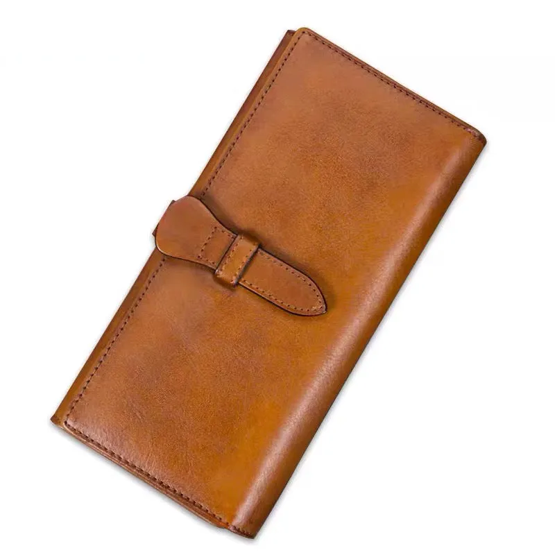Full Grain Leather Wallet For Women Handmade Leather Purse Vintage Long Wallet A03232