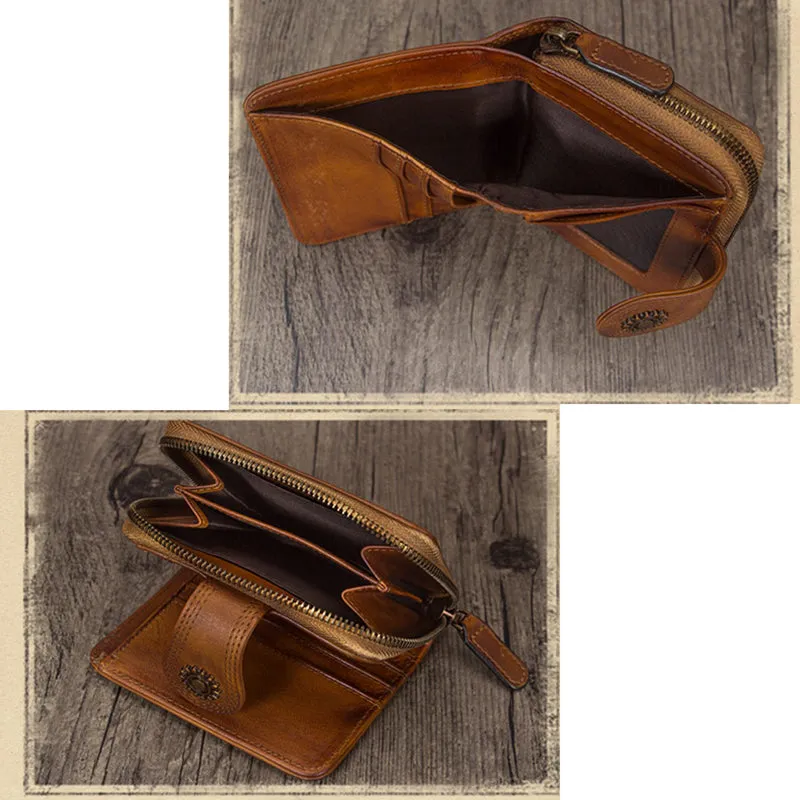 Full Grain Leather Wallet For Women Leather Short Wallet Card Holder Wallet A0338