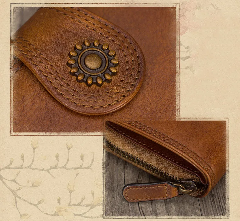 Full Grain Leather Wallet For Women Leather Short Wallet Card Holder Wallet A0338