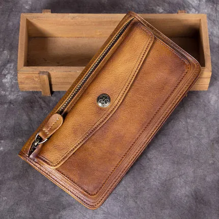 Full Grain Leather Wallet, Vintage Women Wallet, Card Holder, Wallethub Long Wallet