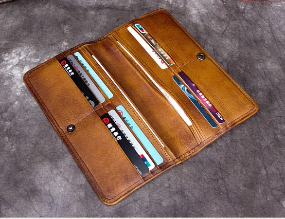 Full Grain Leather Wallet, Vintage Women Wallet, Card Holder, Wallethub Long Wallet