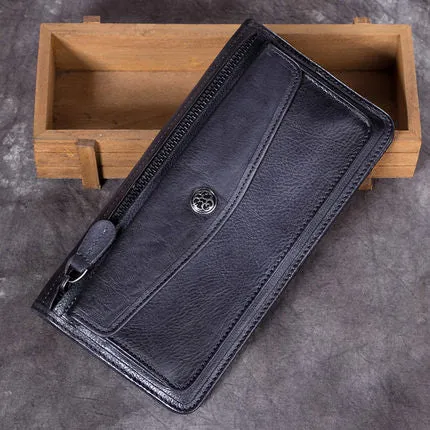 Full Grain Leather Wallet, Vintage Women Wallet, Card Holder, Wallethub Long Wallet
