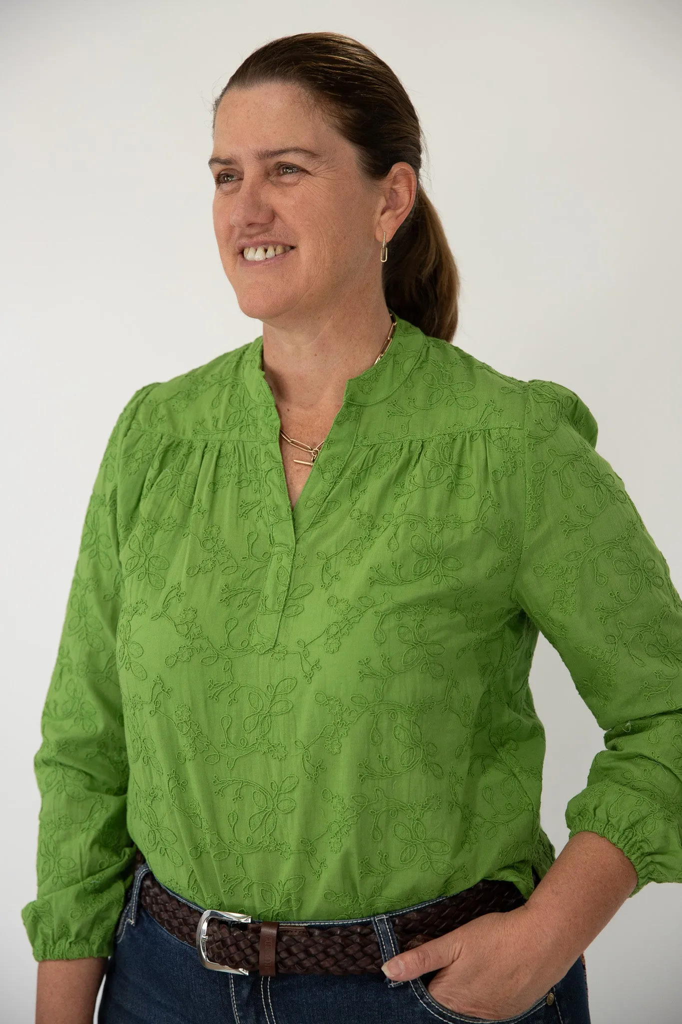Gabby - Long Sleeve Cotton Blouse