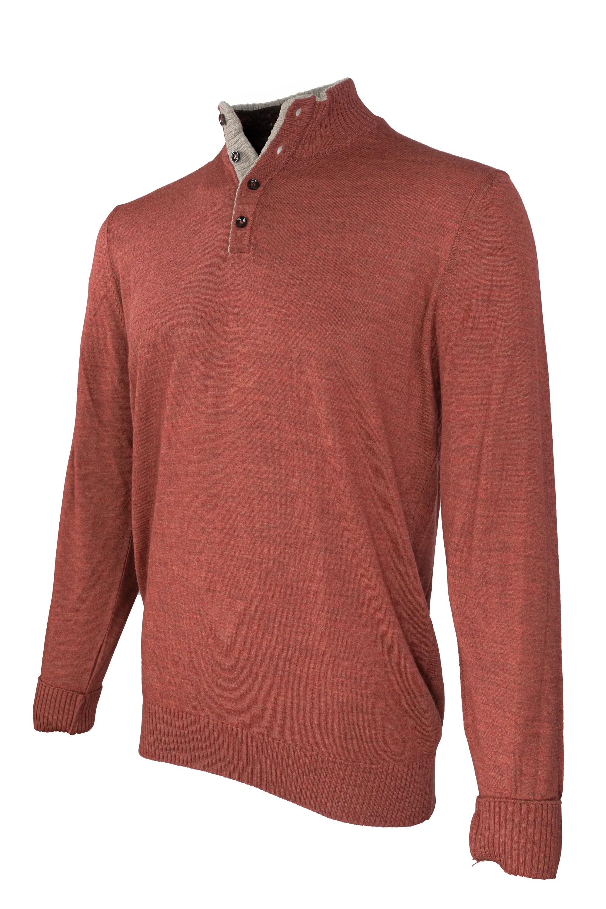 Garnet Quarter Button Sweater - Burnt Orange