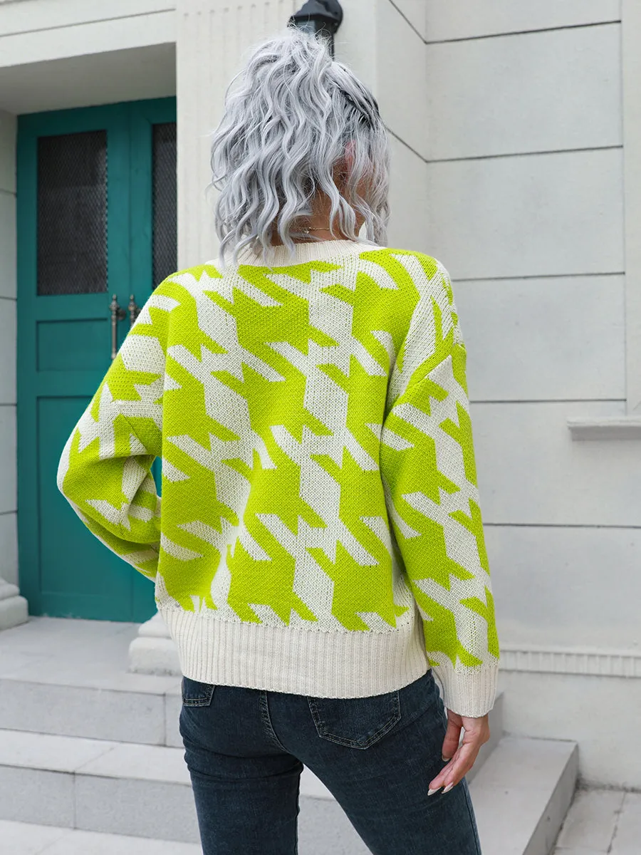 Ginny Houndstooth Button Down Cardigan