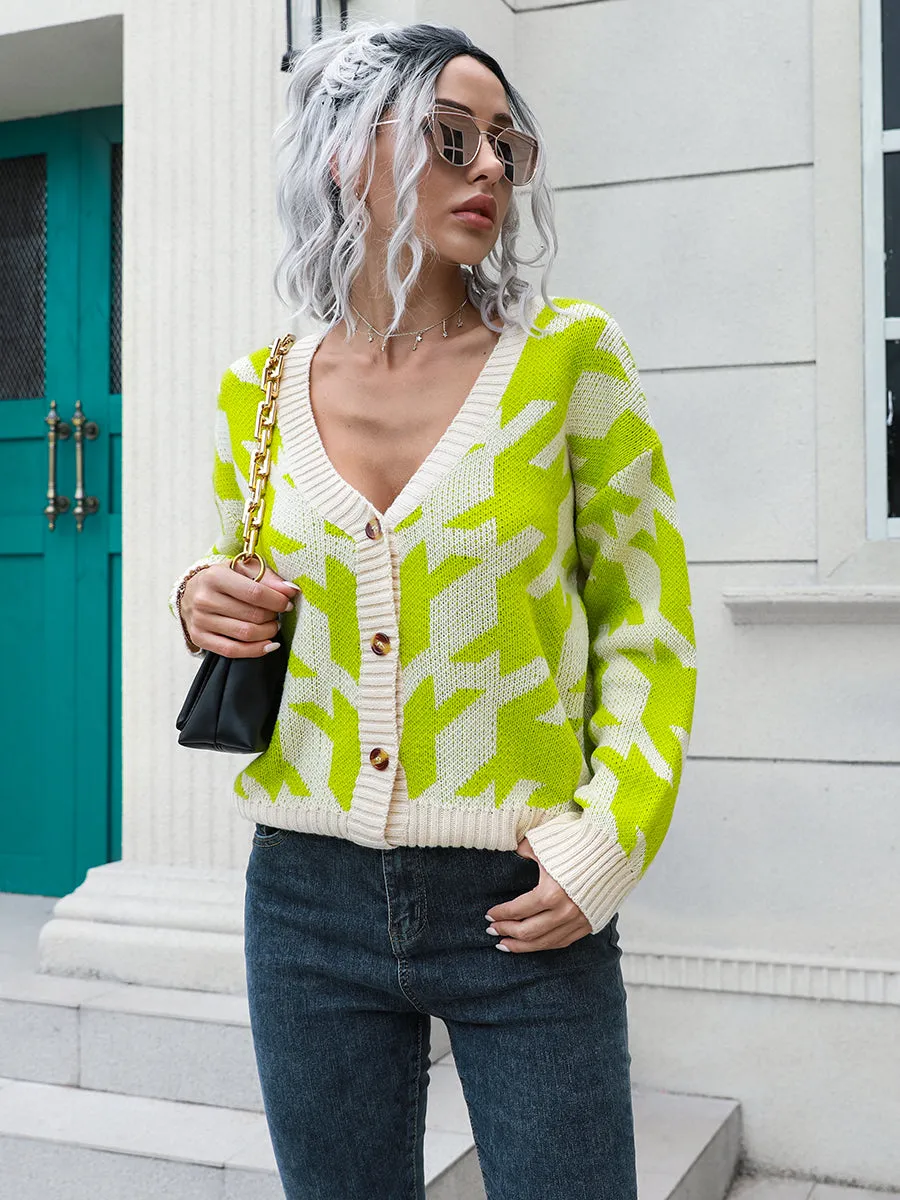 Ginny Houndstooth Button Down Cardigan