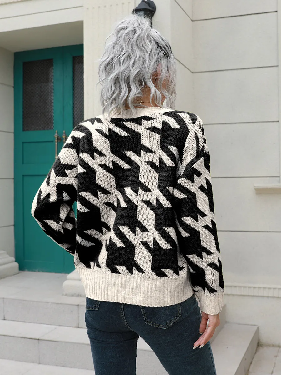 Ginny Houndstooth Button Down Cardigan