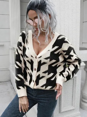 Ginny Houndstooth Button Down Cardigan