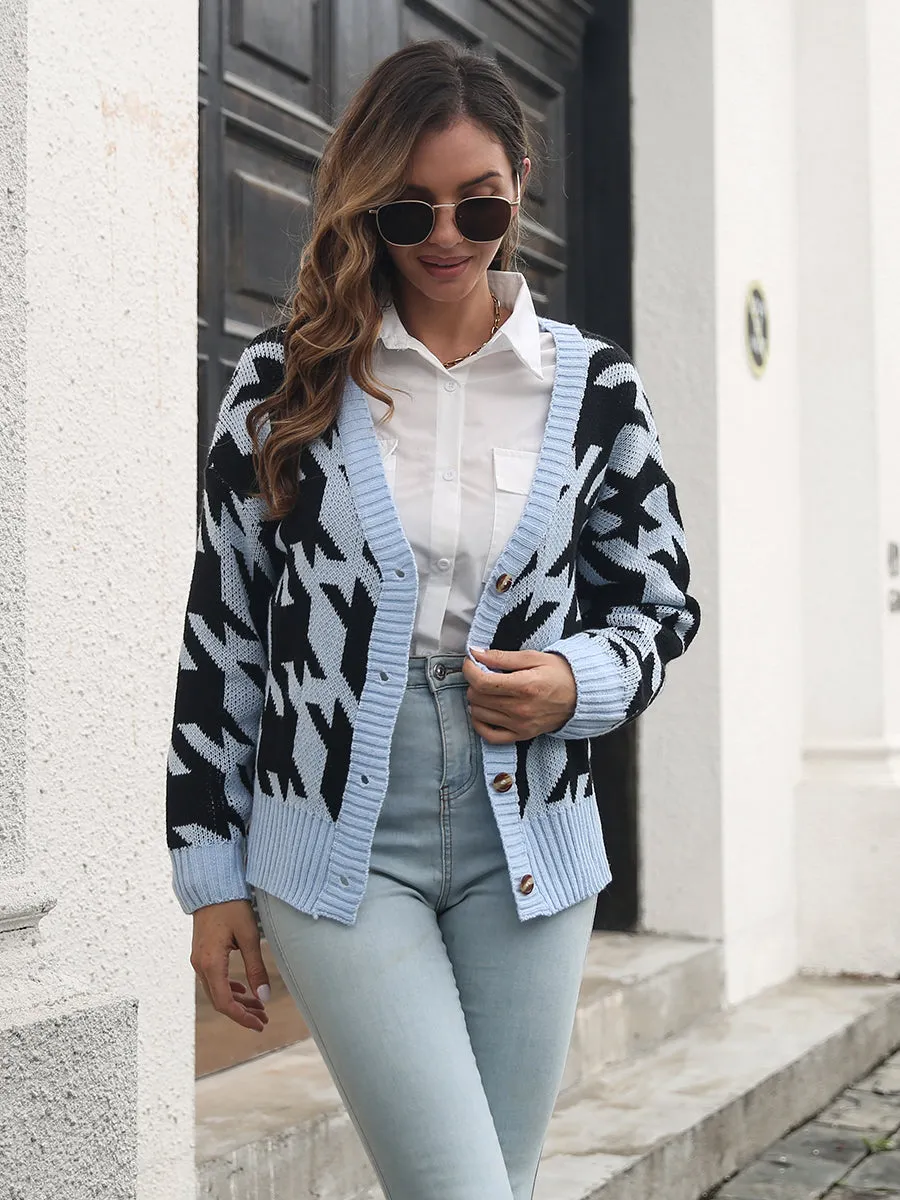 Ginny Houndstooth Button Down Cardigan