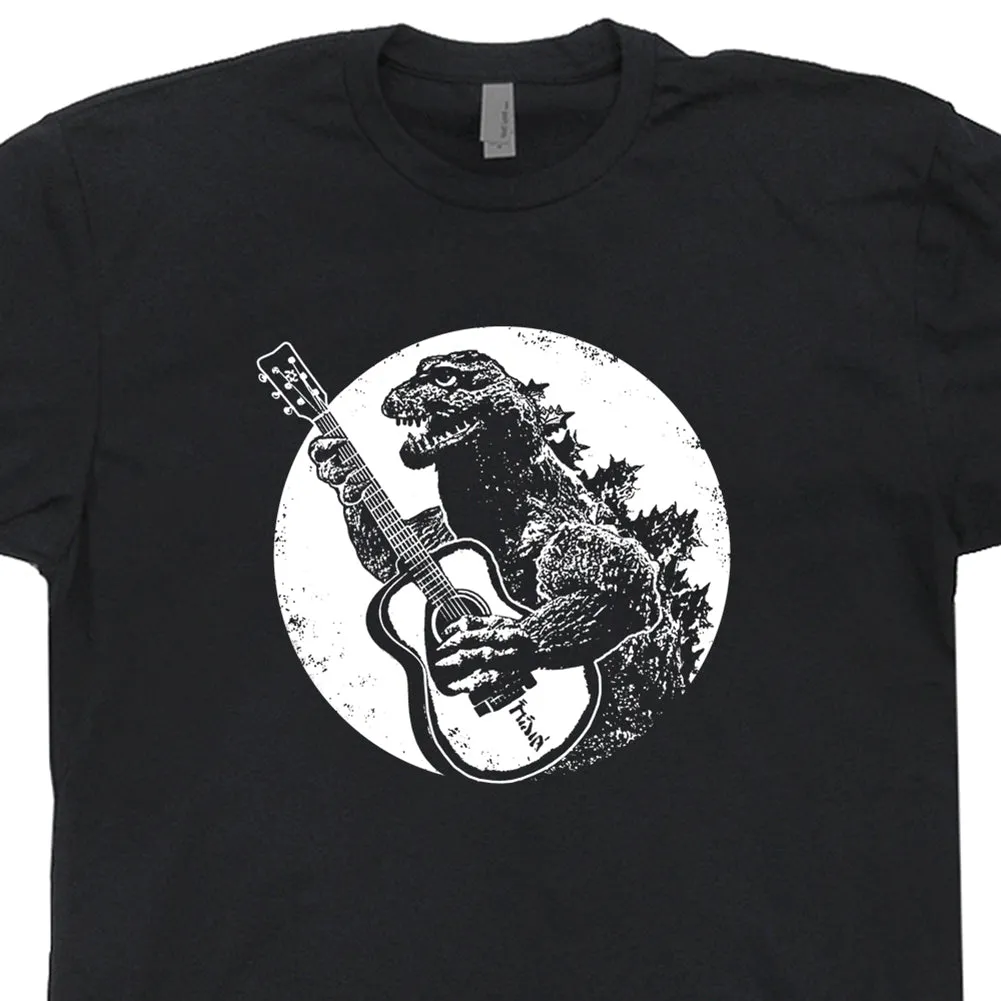 Godzilla Guitar Shirt Godzilla Playing Guitar Cool Vintage Guitar Tee Shirt