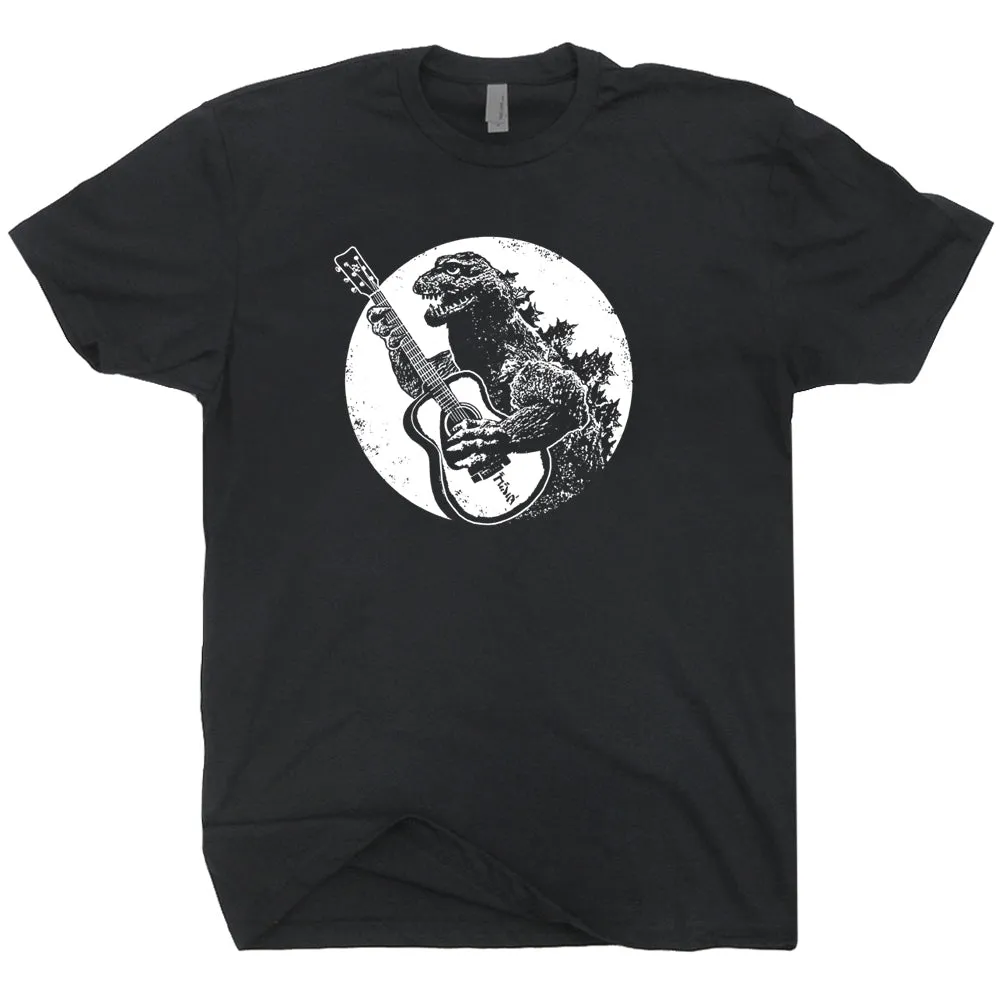 Godzilla Guitar Shirt Godzilla Playing Guitar Cool Vintage Guitar Tee Shirt