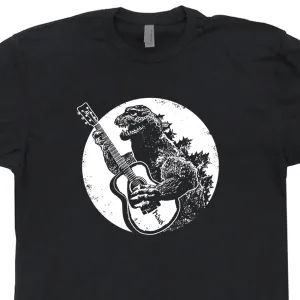 Godzilla Guitar Shirt Godzilla Playing Guitar Cool Vintage Guitar Tee Shirt