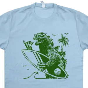 Godzilla Surfing T Shirt Vintage Surf Shirt Retro 80s Surfing Shirt