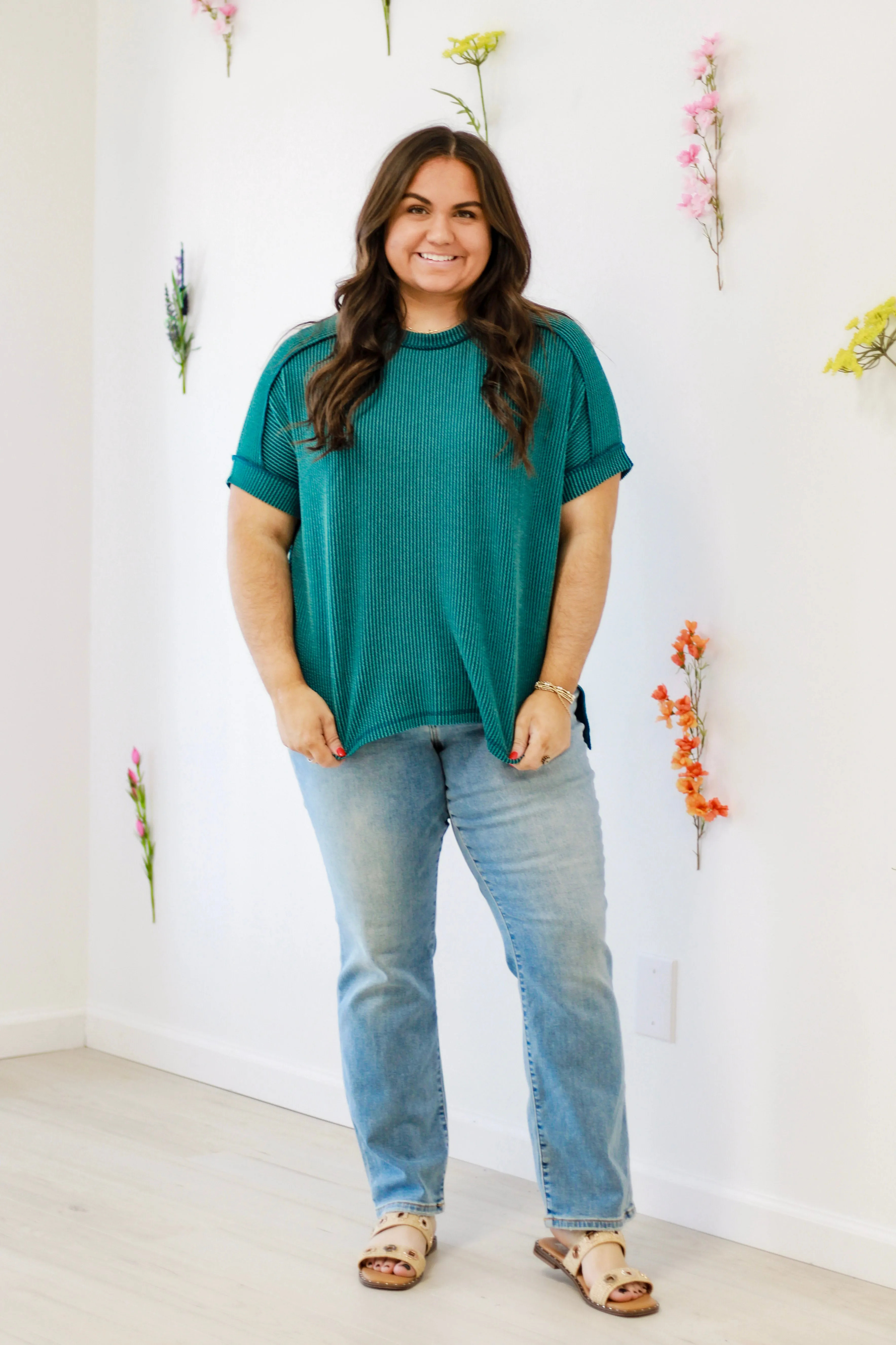 Going Out With The Girls Top in Teal