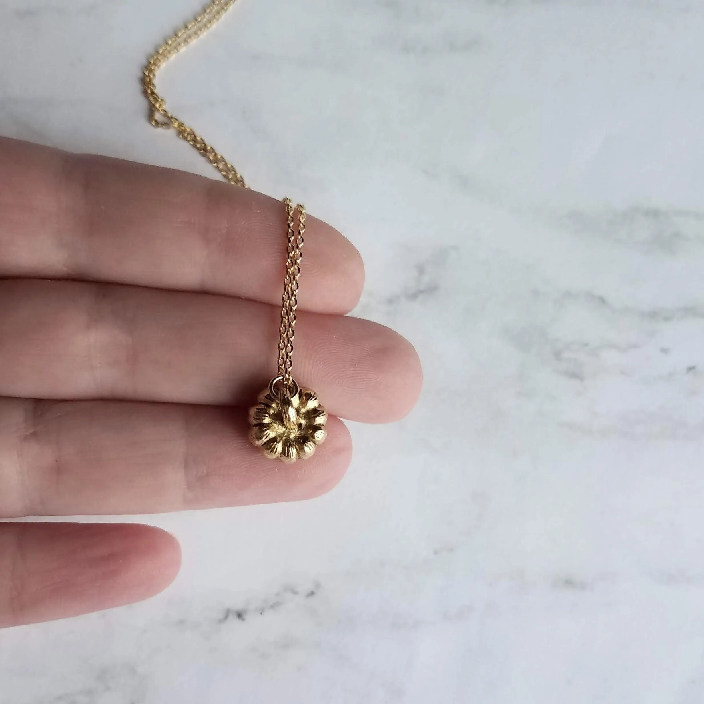 Gold Pumpkin Necklace, gold Halloween necklace, gold fall necklace, pumpkin pendant, small gold pumpkin charm, gold jack o lantern necklace