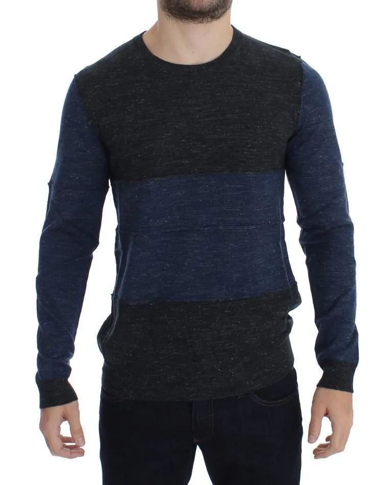 Gray Blue Crewneck Wool Sweater