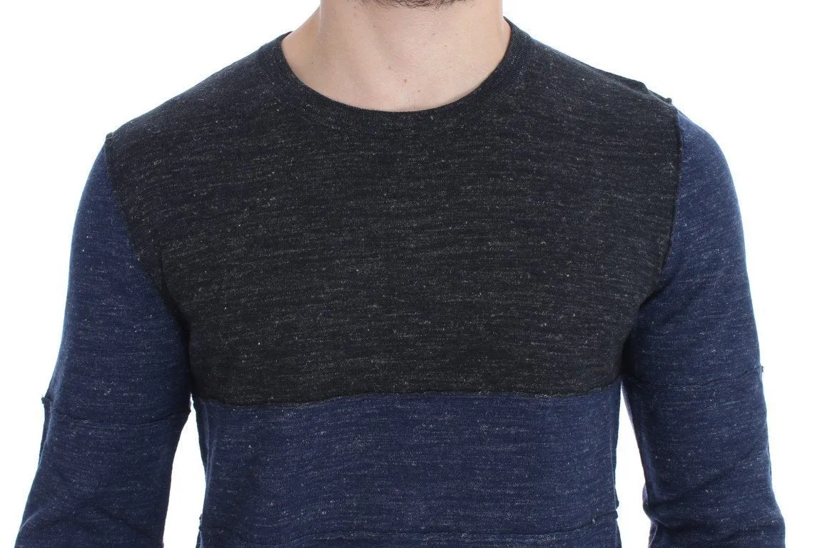 Gray Blue Crewneck Wool Sweater