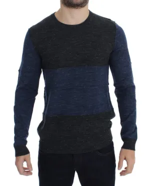 Gray Blue Crewneck Wool Sweater