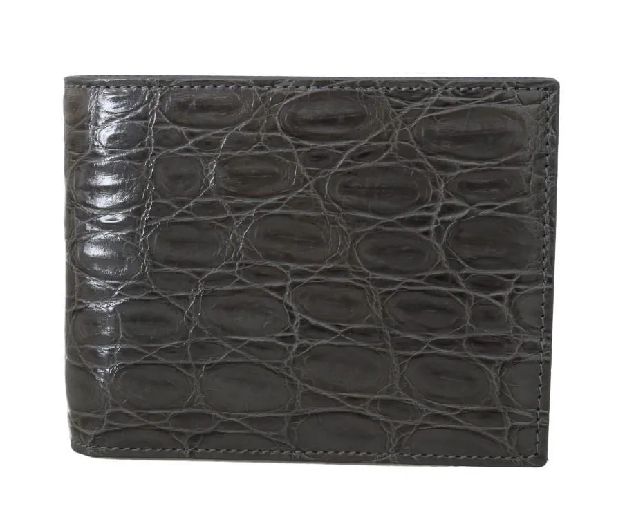 Gray Caiman Alligator Bifold Wallet