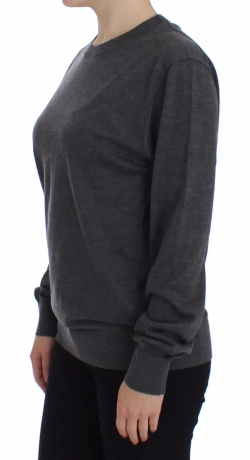 Gray Cashmere Silk Crewneck Sweater