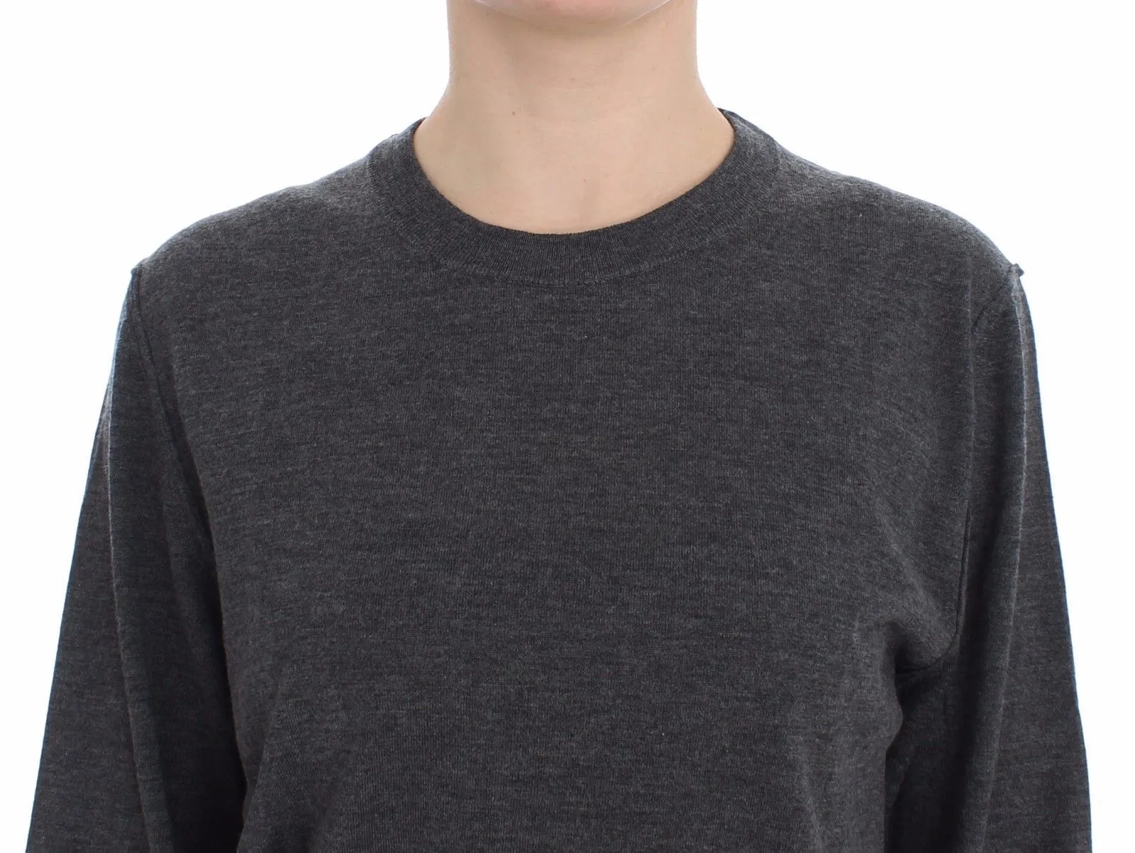 Gray Cashmere Silk Crewneck Sweater