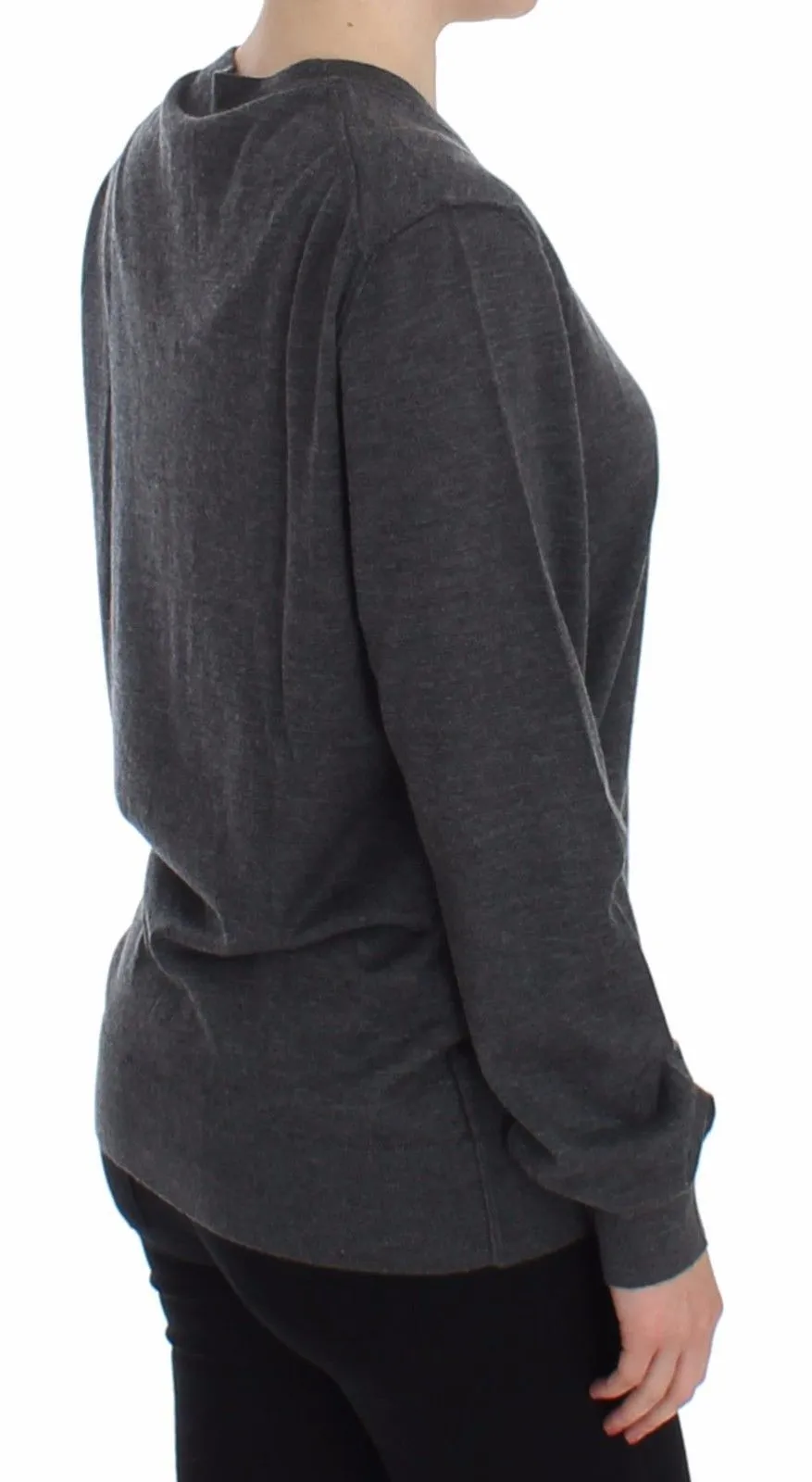 Gray Cashmere Silk Crewneck Sweater