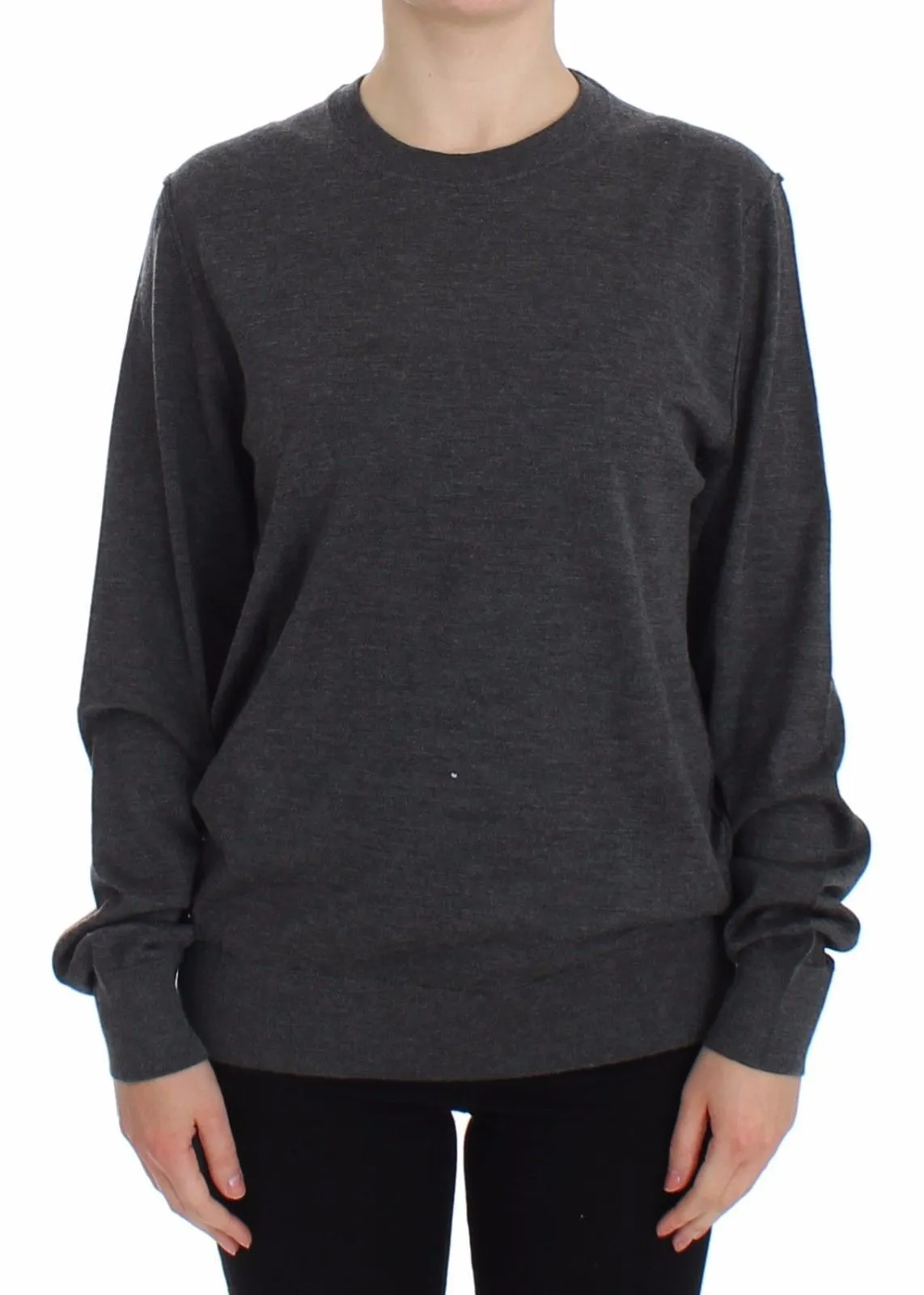 Gray Cashmere Silk Crewneck Sweater