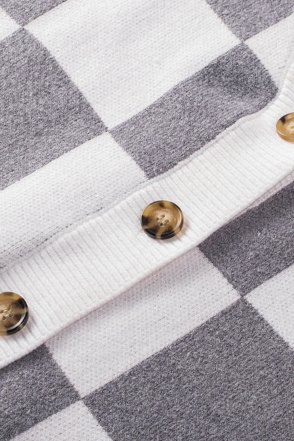 Gray Colorblock Plaid Button Up Cardigan