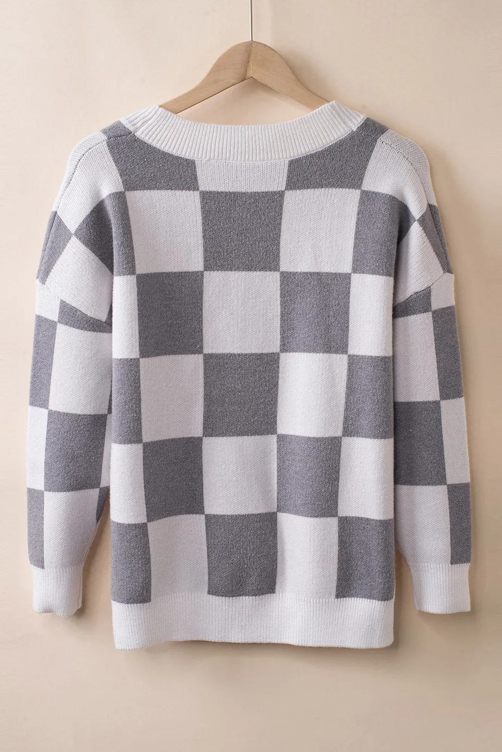 Gray Colorblock Plaid Button Up Cardigan
