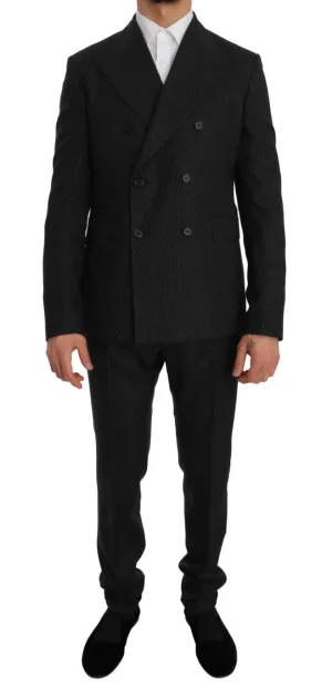 Gray Double Breasted Slim Fit  Suit