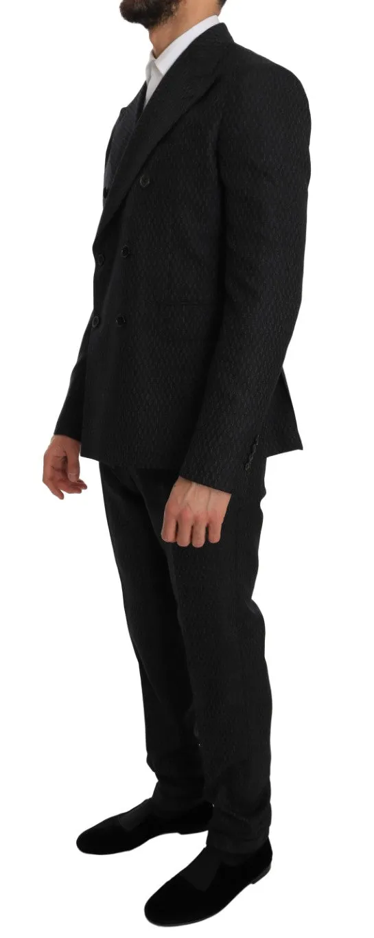 Gray Double Breasted Slim Fit  Suit