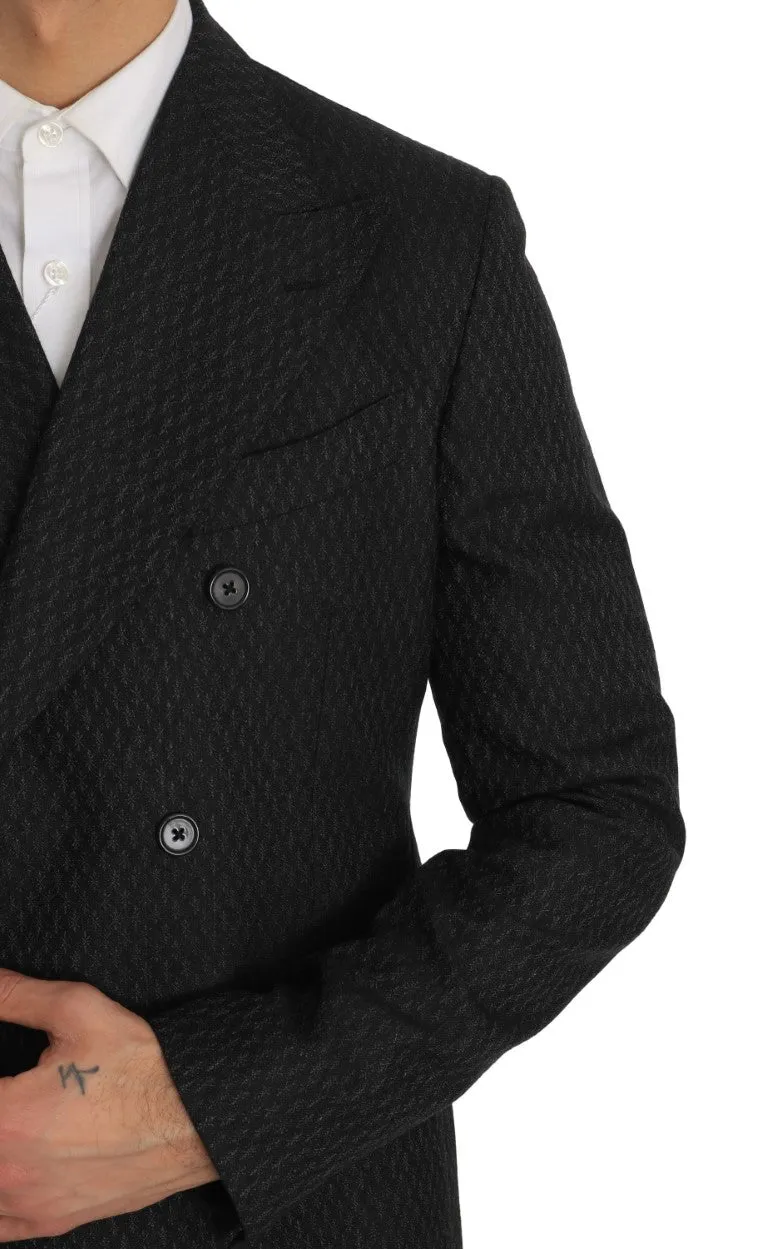 Gray Double Breasted Slim Fit  Suit