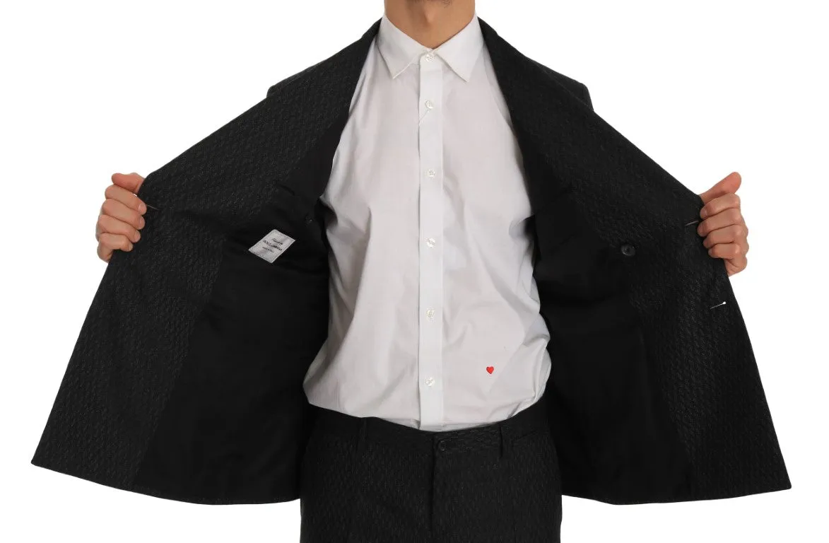 Gray Double Breasted Slim Fit  Suit
