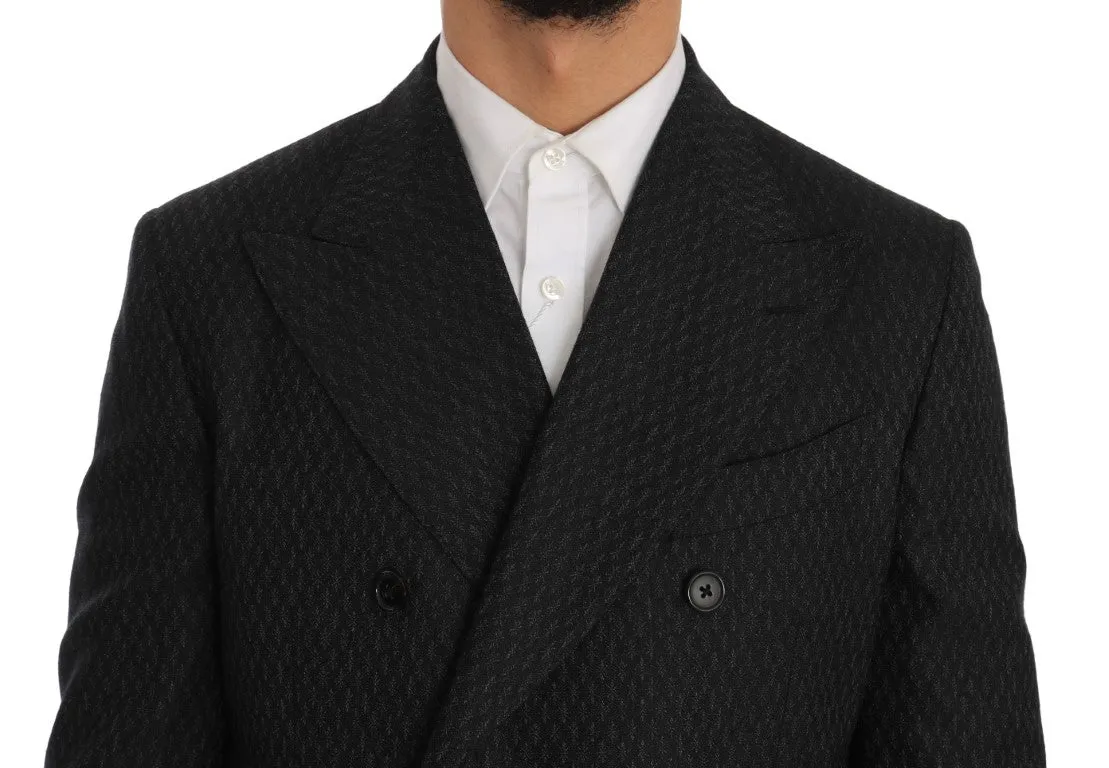 Gray Double Breasted Slim Fit  Suit