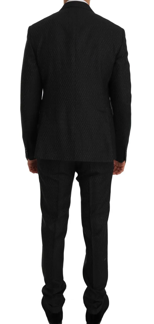 Gray Double Breasted Slim Fit  Suit